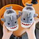 Kids Shark Slippers for Toddlers Boys Girls,Fuzzy Warm Winter Indoor Slippers with Non-Slip Sole,Christmas & New Year Gift for Little Shark Lovers. (Gray)