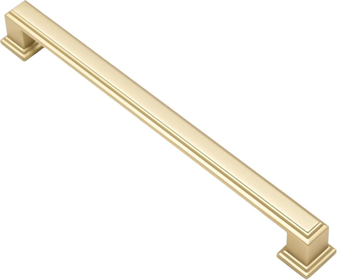 Alzassbg 6 Pack Brushed Gold Cabinet Pulls, 7-1/2 Inch(192mm) Hole Center Cabinet Handles Kitchen Pulls for Cabinets and Drawer AL3071MGP