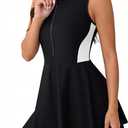 beautyin Womens One Piece Swim Dress Athletic Swimsuits Modest Bathing Suit 2026 Zip Up Swimdress L