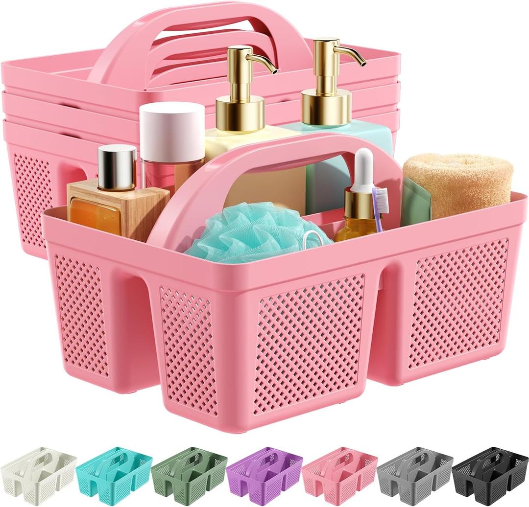 3 Pack Portable Shower Caddy, Integrated Handle, Reinforced Plastic, Organizer Storage Bathroom Supplies and Beauty Products, Cleaning Supplies, Shower Basket for Home, Dorm, Shelf and Cabinet