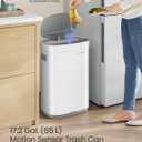 SONGMICS Kitchen Trash Can, 17.2-Gallon (65 L) Motion Sensor Garbage Can, Stainless Steel Trash Bin, Ozone Odor Control, Stay-Open, Cloud White ULTB660W01
