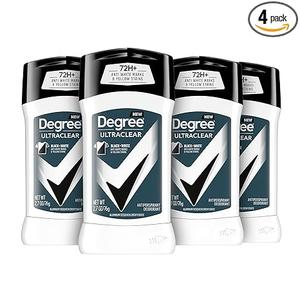 Degree Men UltraClear Antiperspirant Deodorant Black + White 72-Hour Sweat & Odor Protection Antiperspirant For Men With MotionSense Technology 2.7 Ounce (Pack of 4)