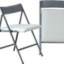 FUNROLUX Folding Dining Chairs Set of 2, Metal Folding Chairs with Padded Seat Foldable Dining Chairs for Kitchen Dining, Party Events (Grey)