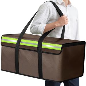 Large Fireproof Document Bags 24x12x12in, Fireproof Document Box for Cash, Photo Albums, Valuables, Extra Large Fireproof Bag Waterproof Document Storage with Reflective Strip, Brown