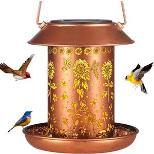 Sunflower Solar Bird Feeder for Outdoors Hanging Solar Lanterns Waterproof Metal Wild Bird Feeders Garden Outside Yard Decor Christmas Birthday Gifts for Women Mom (Butterfly