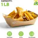 ZORRITA 1 Lb Small Paper Food Trays - 250 Pack Disposable Food Boats, Kraft Food Holders Brown Take Out Serving Baskets for Party Nachos Snacks Tacos Fries