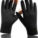 Lightweight Running Winter Gloves Touch Screen Gloves Liners for Cycling Biking for Men Women (Unisex-S [7.0-7.8], Black)