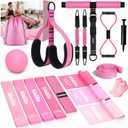 WALITO 15 PCS Pilates Kit, Adjustable Pedal Resistance Band with Handle, Figure 8 Resistance Band for Exercise Women, At Home Workout Equipment Set with Yoga Ball & Booty Bands for Full Body Gym