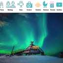 7x5ft Fabric Aurora Backdrop Beautiful Northern Lights Starry Sky Wooden Observation Deck for Birthday Party Backdrop Photography Studio Props