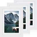 Hongkee 5x7 White Picture Frames Set of 3, Made of Wooden and Glass Photo frame - Displays Picture 4x6 with Mat or 5 x 7 without Mat, Desktop & Wall Collage Frame set