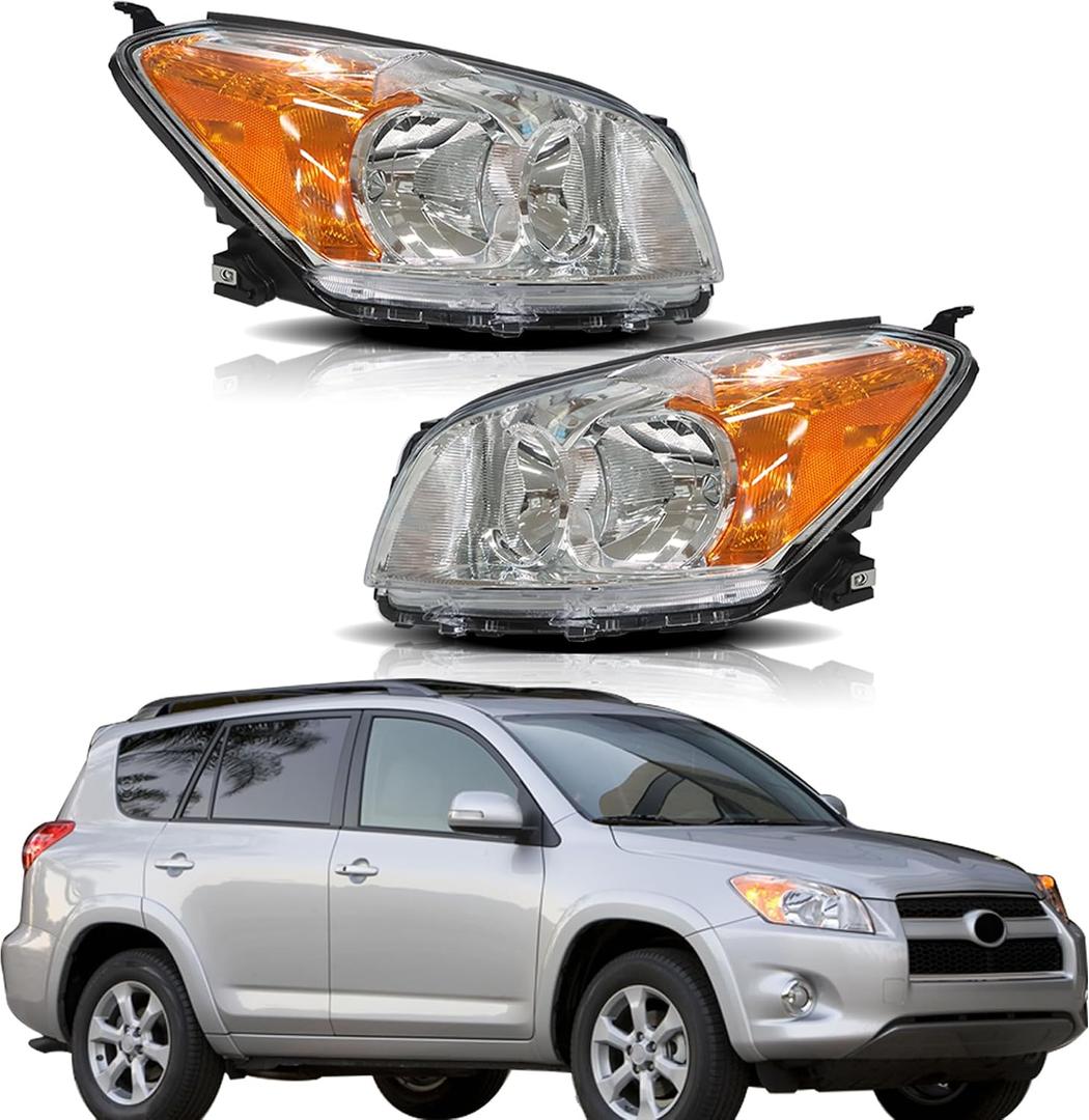 Headlights Repalcement for 2009 2010 2011 2012 RAV4 Headlamps Headlight Assembly pair Driver and Passenger Side