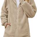 Yanekop Womens Oversized Sherpa Jacket Fuzzy Fleece Zip Up Jacket Warm Winter Coats Faux Fur Coat with Pockets, Large