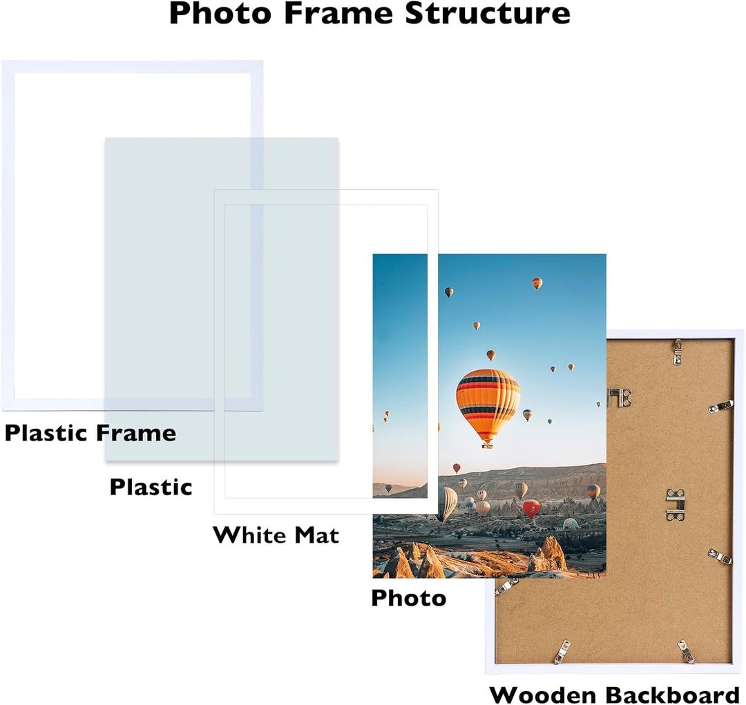 12x16 Picture Frame Set of 2 White with 10x14 Mat for 30 x 40cm Diamond Art Painting, Display Photo 10x14 with Mat or 12 x 16 Without Mat, Wall Hanging Large Frame, 2 Pack, White