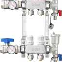 ABST PEX Manifold,2 Loop Stainless Steel Floor Radiant Heat Manifold Kit with 1/2" Adapters Included for Hydronic Radiant Floor Heating