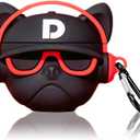 2 x Cute Case Cover Compatible with AirPods 2nd & 1st with Carabiner Keychain Hook,Funny Unique 3D Soft Silicone Shockproof Protective Skin Case Cover for Airpod 1st 2nd Case-Red Bulldog