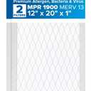 Filtrete 12x20x1 AC Furnace Air Filter, MERV 13, MPR 1900, Premium Allergen, Bacteria & Virus Filter, 3-Month Pleated 1-Inch Electrostatic Air Cleaning Filter, 2-Pack (Actual Size 11.81x19.81x0.78 in)