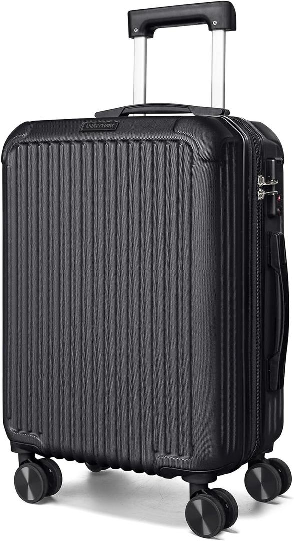 LIGHT FLIGHT Carry On Luggage 22x14x9 Airline Approved, Durable Hard Shell Carry On Suitcases with Wheels, Expandable Hardside Lightweight Travel Luggage with TSA Lock 20 Inch Carry on, Black