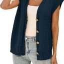Cakulo Womens Cable Knit Sweater Vest 2025 Oversized Sleeveless Button Down Summer Cardigan Sweaters Tops, Medium