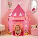 Princess Castle Play Tent for Kids, Girls' Pop-Up Play Tent with Star Lights, Indoor/Outdoor Foldable Pink Play Tent Fabulous Gift for Little Girls