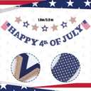 Chumia 2 Pcs Happy 4th of July Garland 11.6 ft Felt Patriotic Mantel Banner Memorial Day Decoration Red Blue and White Bunting Flag Wall Hanging for 250th Anniversary Independence Veterans Fireplace