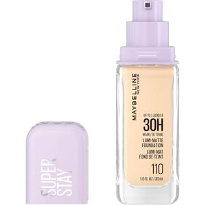 Maybelline Super Stay Lumi-Matte Foundation, Lightweight and Buildable Full Coverage Foundation Makeup For Up To 30HR Wear, 110, 1 Count