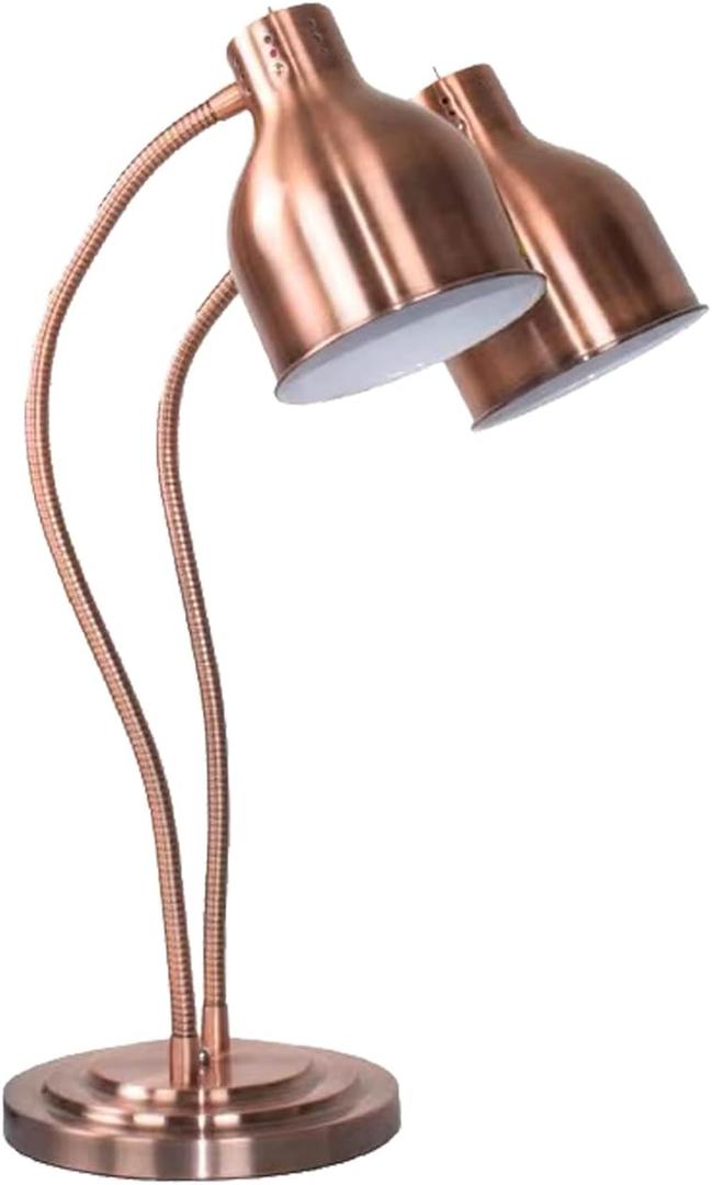 Dual Bulb Food Heat Lamp Restaurant Food Warmer Light Portable Heating Lamps (Dual Head(Copper))