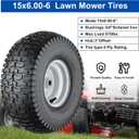 15x6.00-6 Lawn Mower Tires, 4 Ply Tubeless Lawn Mower Tires 15x6x6, Front Lawn Tractor Tires, 3 Offset Hub Long with 3/4 Bushings Garden Tire for Riding Lawn Mower by Cubesprings -1Pack