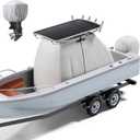 1200D Heavy Duty Waterproof T-Top Boat Center Console Cover with Motor Cover, Thick Tear-Resistant Marine Grade Polyester for T-Top Boat Center Console and Helm, 95" L x 59" W x 72" H, Gray