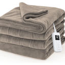 Sunbeam Electric Royal Luxe Microplush Heated Blanket, 12 Heat Settings, 12-Hour Auto Shut-Off, Fast Heating, Warm & Cozy, Machine Washable, Mushroom Color, Full (84" x 72") 