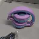 iClever BTH12 Kids Bluetooth Headphones,Colorful LED Lights Kids Headphones Wireless,74/85dBA Safe Volume,85H Playtime,Fast Charging,Bluetooth 5.2,Over Ear,Built-in Mic for iPad/Tablet/Airplane,Purple