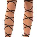 Women Strappy Leggings Thigh High Stockings for Clips (Small-Medium, Black)