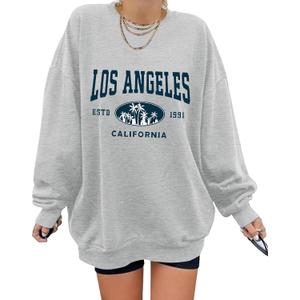 ORANDESIGNE Oversized Graphic Sweatshirt for Women Long Sleeve Crewneck Pullover Casual Fall Hoodie Tops 2026 (Gray, M)