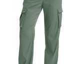 MAGCOMSEN Women's Cargo Pants Quick Dry Lightweight Hiking Travel Pants Water Resistant Safari Joggers with Pockets (Green, L)