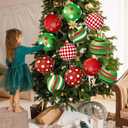 12pcs 2D Cardboard Large Red and Green Christmas Ornaments Tree Picks Decorations Candy Swirl Lollipop Peppermint Xmas Tree Topper Ornaments for Home Office Winter Holiday Xmas Party Supplies