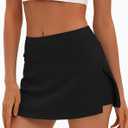 Darong Womens Tennis Skirt with Pockets Shorts High Waisted Side Slit Skort Workout Golf Skirt Athletic Skorts (Large, Black)