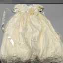 NIMBLE Baby Girls Newborn Christening Embroidered Gown Dress Outfit with Headband, Size 0-3, Champagne 
