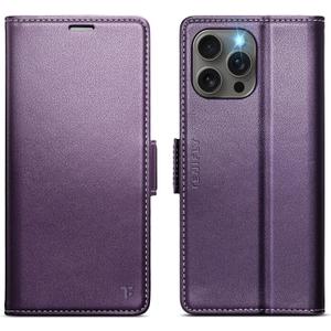 for iPhone 13 Pro Case Wallet with RFID Blocking Card Holder, PU Leather Kickstand Protective Flip Phone Cover Fit for iPhone 13 Pro 6.1", Purple