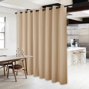 NICETOWN Thick Blackout Curtain and Drape - (120" x 84", Biscotti Beige, 1 Panel) Thermal Insulated Grommet Top Window Drapery for Bedroom, Block Out Light Curtain Panel
