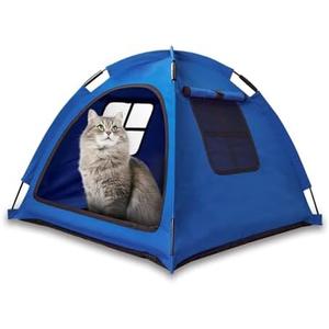 Portable Pet Tent House for Indoor & Outdoor Use - Easy Access Cat Nest Without Door Flap, Ideal for Cats, Puppies & Small Animals (Blue)