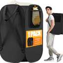 Collapsible Backpack Laundry Bag Made by Strong Polyester Oxford Cloth, 76L Heavy Duty Large Hamper with Adjustable Shoulder Strap, Foldable Basket with Mesh Pocket for College, Travel, Apartment