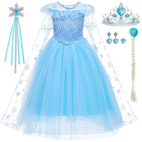 iTVTi Little Girl Princess Dress Halloween Carnival Cosplay Costume with Accessories Blue, 4-5 Years (Tag 120)