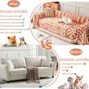 HANDONTIME Orange Sofa Covers for Loveseat, 3 Cushion Couch, Boho Style, Soft Chenille, Dog-Friendly, Thick Washable, 91" X134"