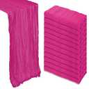 12 Pack Hot Pink Table Runner Cheesecloth 10Ft Gauze Cheese Cloth Table Runner 35x120 Inch Boho Sheer Rustic Fabric for Holiday Party Decor Baby Shower Wedding Decorations
