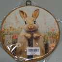 GMCDFHRQ Vintage Easter Bunny Oval Wall Decor, 8.3" x 11.6" Nature Rabbit with Butterfly on Nose Wall Art, Framed Sepia Tone Botanical Print (007)