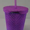 24oz Insulated Double Wall Cold Cup with Lid and Straw, BPA-Free Plastic Travel Mug, Model Creative Large-Capacity Portable Car Cup (710ml),Transparent Purple A