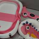 Collapsible Baby Bathtub for Newborns to Toddler with Real-time Temp Monitor & Floating Cushion, Portable Travel Tub for 0-36 Month, Foldable Baby Bath Tub for Infants Girl (Pink)