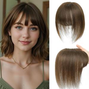 Hair Toppers for Women Real Human Hair Toppers with Bangs Hairpieces for Women with Thinning Hair 360 Cover Pieces 3 * 4.5 Swiss Base Hairpieces 10Inch (Medium Brown)