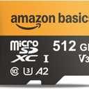 Amazon Basics 512GB microSDXC Card with Adapter for Tablets, Smartphones, Action Cameras, GoPRO, Drones, Full HD, Read Speed Up to 200MB/s, 1-Pack