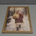 Vintage Christmas Tree Wall Art Winter Snowy Landscape Wall Decor Paintings, Natural Pine Canvas Picture Print for Mantel Living Room Bedroom 12x16 inch Wood Framed