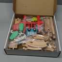 Tiny Land Wooden Train Set for Toddler - 39 Pcs- with Wooden Tracks Compatible with Major Brands - Expandable, Changeable-Train Toy for 3 4 5 Years Old Girls & Boys